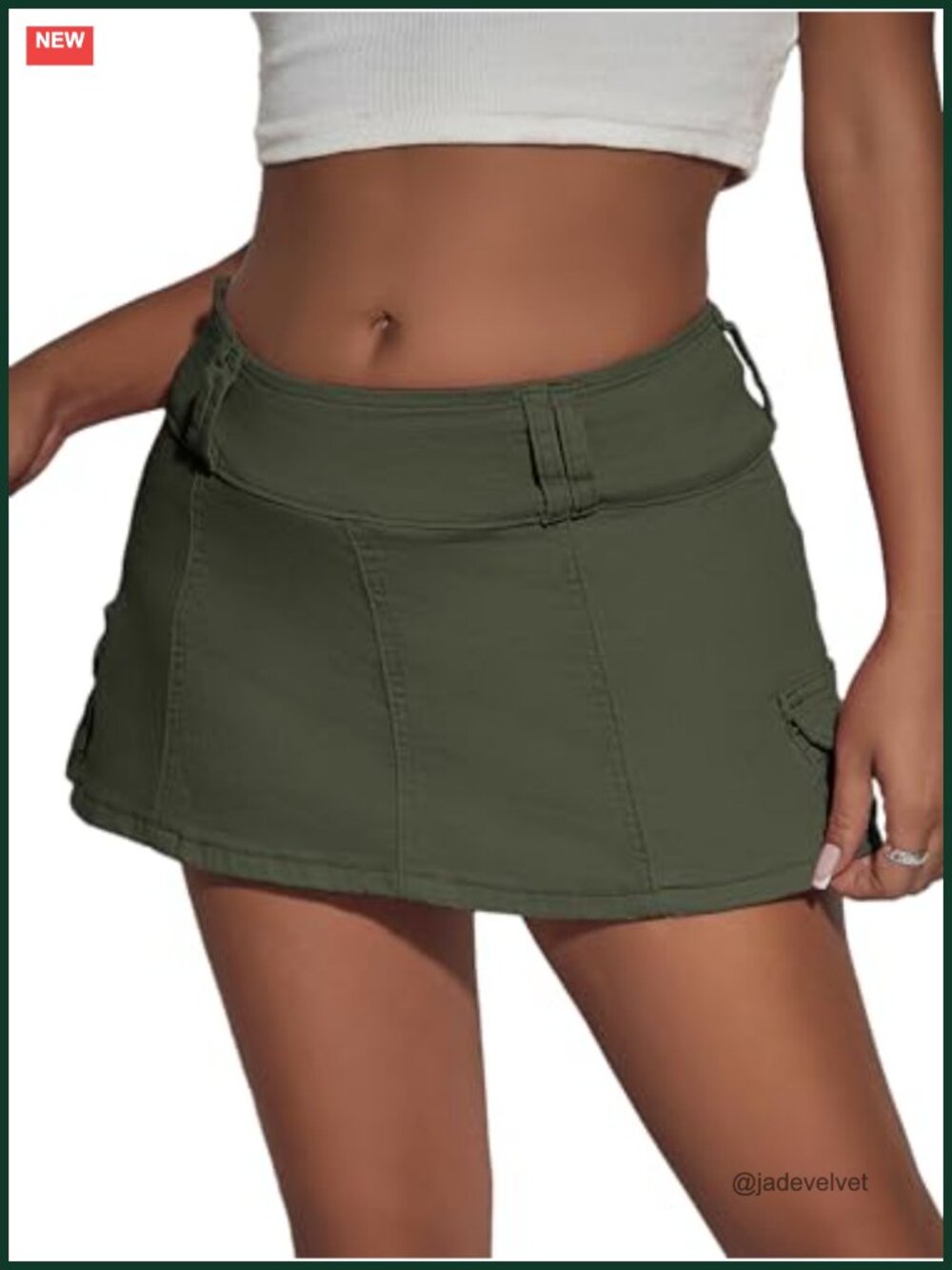 A-Line Flare Denim Mini Skirt with Pockets High Rise Casual